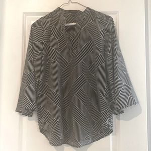 Ann Taylor black and white striped blouse